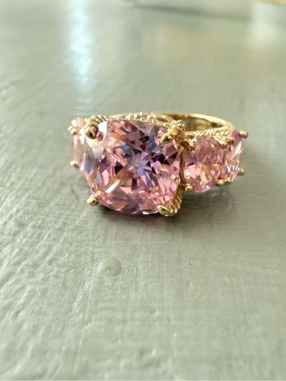 Judith Ripka 925 Sterling Silver 14k Gold Clad Ring 7 NEW